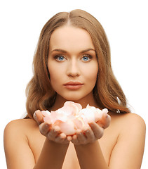 Image showing beautiful woman with rose petals