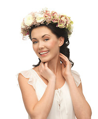 Image showing woman wearing wreath of flowers