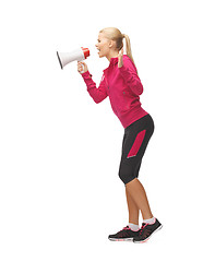 Image showing woman with megaphone