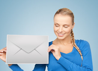 Image showing woman showing virtual envelope