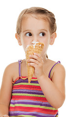 Image showing litle girl with ice cream
