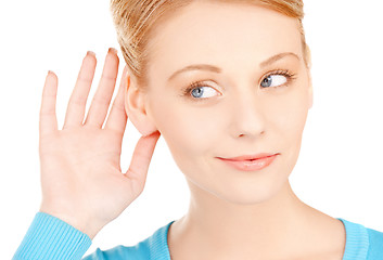 Image showing happy woman listening gossip