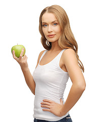 Image showing woman with green apple