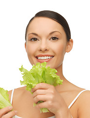 Image showing woman with lettuce