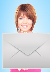 Image showing woman showing virtual envelope