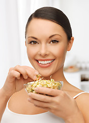 Image showing woman with mung sprout beans