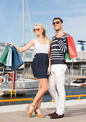 Image showing young couple in duty free shop