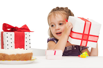 Image showing litle girl with birthday cake