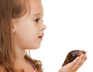 Image showing litle girl with snail