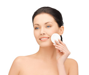 Image showing beautiful woman with cotton pad