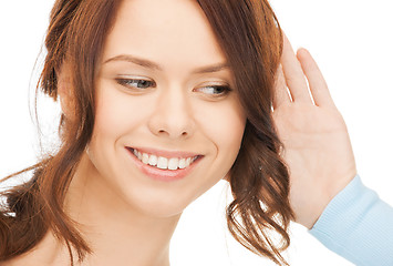 Image showing happy woman listening gossip