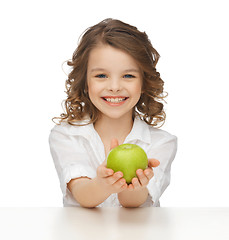 Image showing girl with green apple