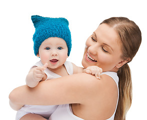 Image showing happy mother with adorable baby