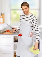 Image showing handsome man with knife