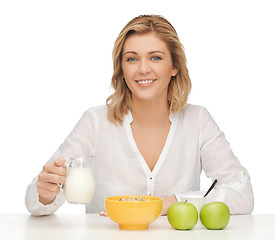 Image showing woman with healthy breakfast