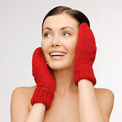 Image showing woman in mittens