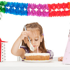 Image showing litle girl with birthday cake