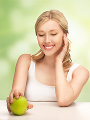 Image showing woman with green apple