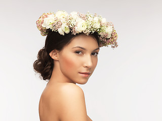 Image showing woman wearing wreath of flowers