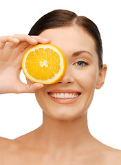 Image showing woman with orange slice