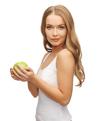 Image showing woman with green apple