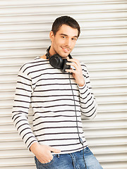 Image showing handsome man with headphones