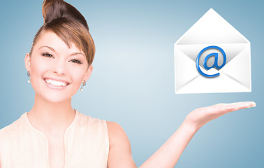 Image showing woman showing virtual envelope