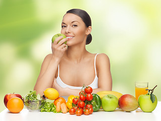 Image showing woman with fruits and vegetables