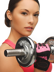 Image showing woman with dumbbells