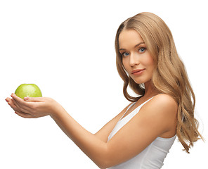 Image showing woman with green apple