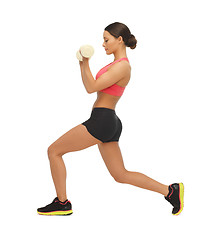 Image showing woman with dumbbells