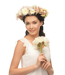 Image showing woman wearing wreath of flowers