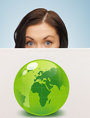 Image showing woman with illustration of green eco globe