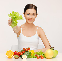 Image showing woman with fruits and vegetables