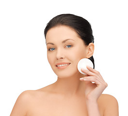Image showing beautiful woman with cotton pad