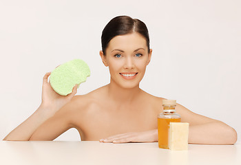 Image showing woman with sponge