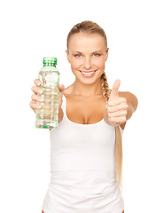 Image showing young beautiful woman with  bottle of water