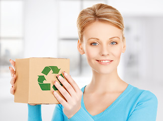 Image showing woman with recyclable box