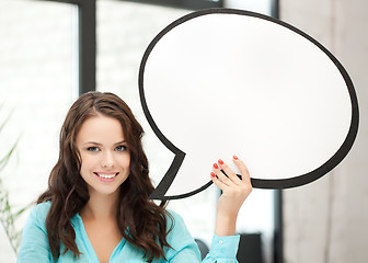 Image showing smiling young woman with blank text bubble