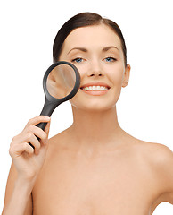 Image showing woman with magnifying glass