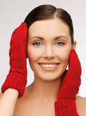 Image showing woman in mittens