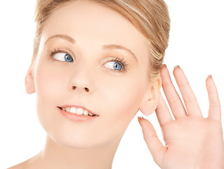 Image showing happy woman listening gossip