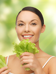 Image showing woman with lettuce