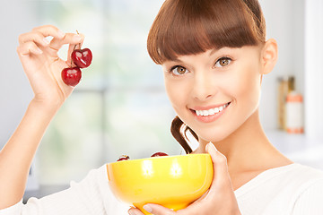 Image showing woman with cherries