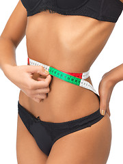 Image showing woman measuring her waist