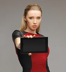 Image showing futuristic woman with tablet pc