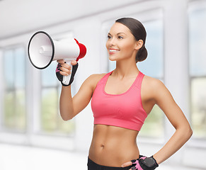 Image showing woman with megaphone