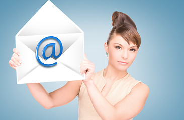 Image showing woman showing virtual envelope