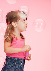 Image showing litle girl with soap bubbles