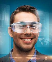 Image showing businessman with digital glasses